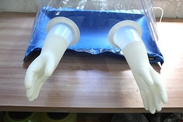 Material del Pvc del aislador de la pirámide del bolso de la prueba de la caja de guantes del laboratorio en azul