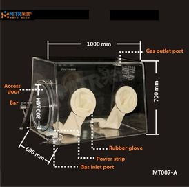 Puerto de acrílico claro del guante de la caja de guantes dos del laboratorio para el material magnético Mt007-A