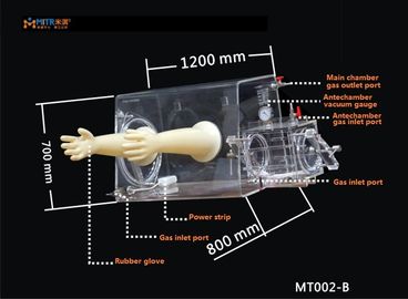 Caja de guantes anaerobia durable, caja de guantes cristalina Mt002 B de la sobremesa
